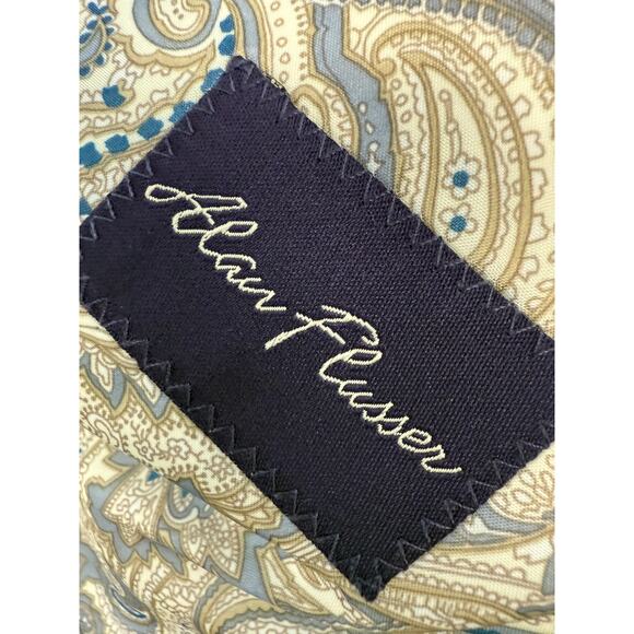 Alan Flusser Mens Two Button Blazer Jacket Green sage light 100% Cotton Size 42R - Picture 3 of 7